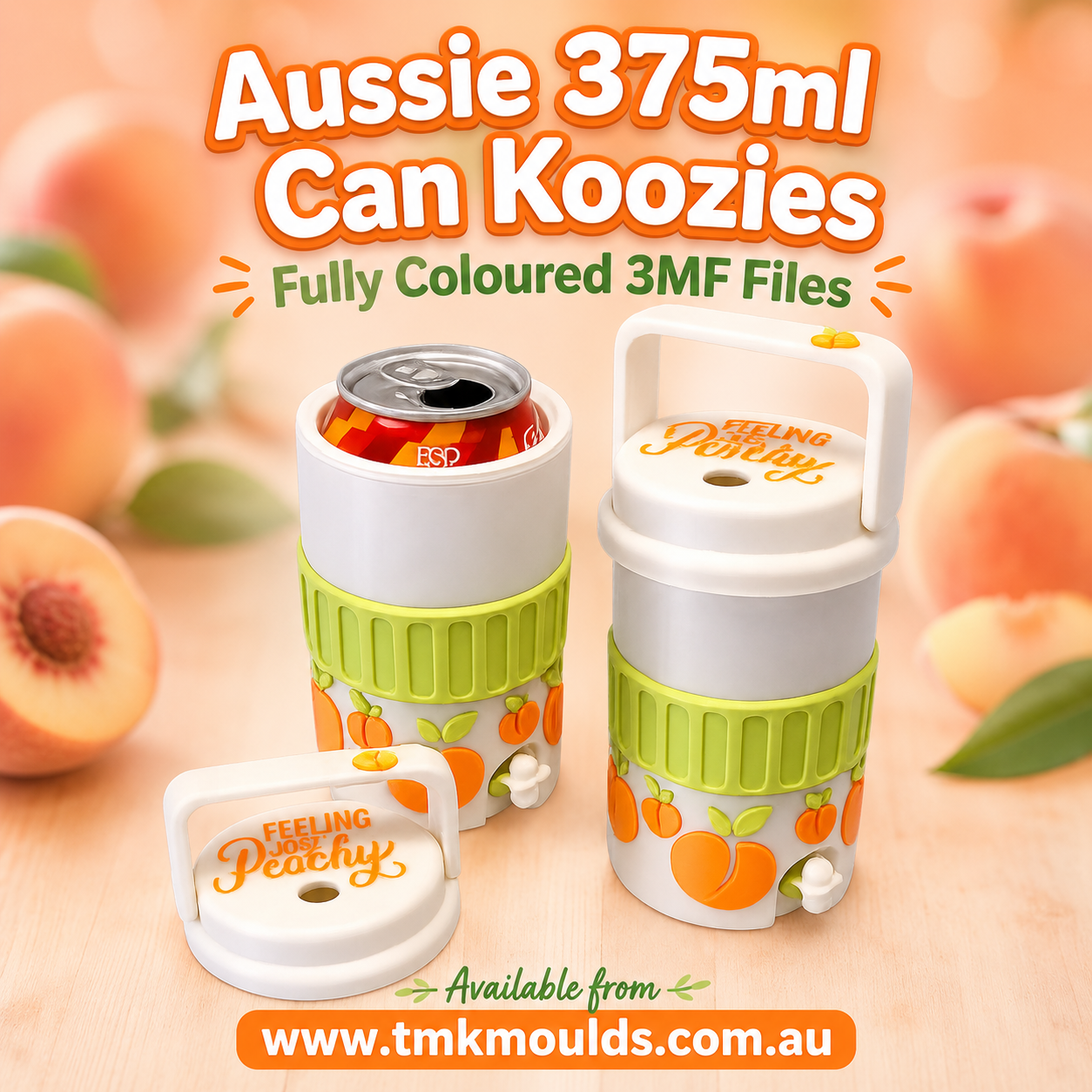 375ml Aussie Can Koozie Peachy STL 3MF