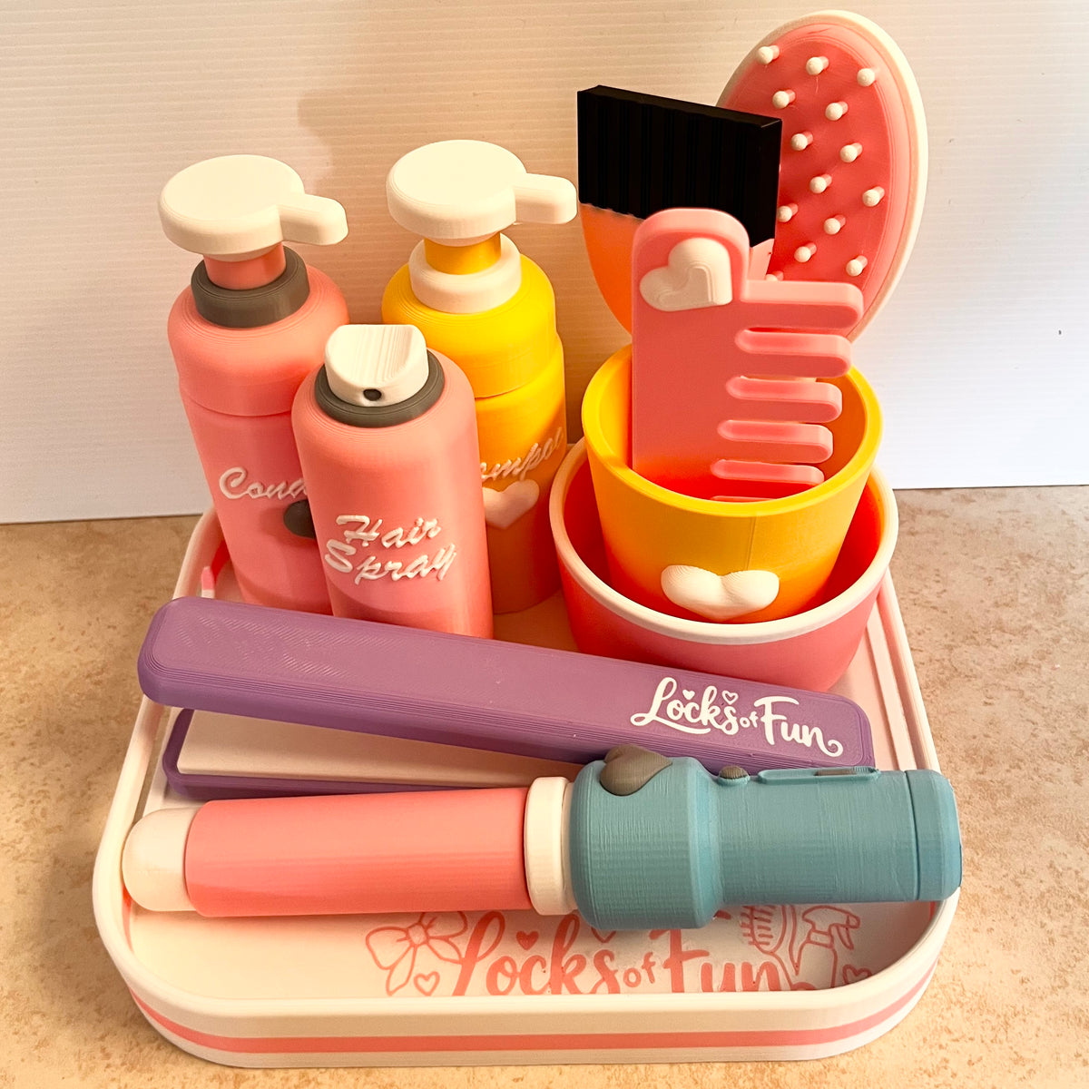 Locks of Fun Hair Salon Play Set Montessori STL 3MF Files includes commercial licence to sell your prints
