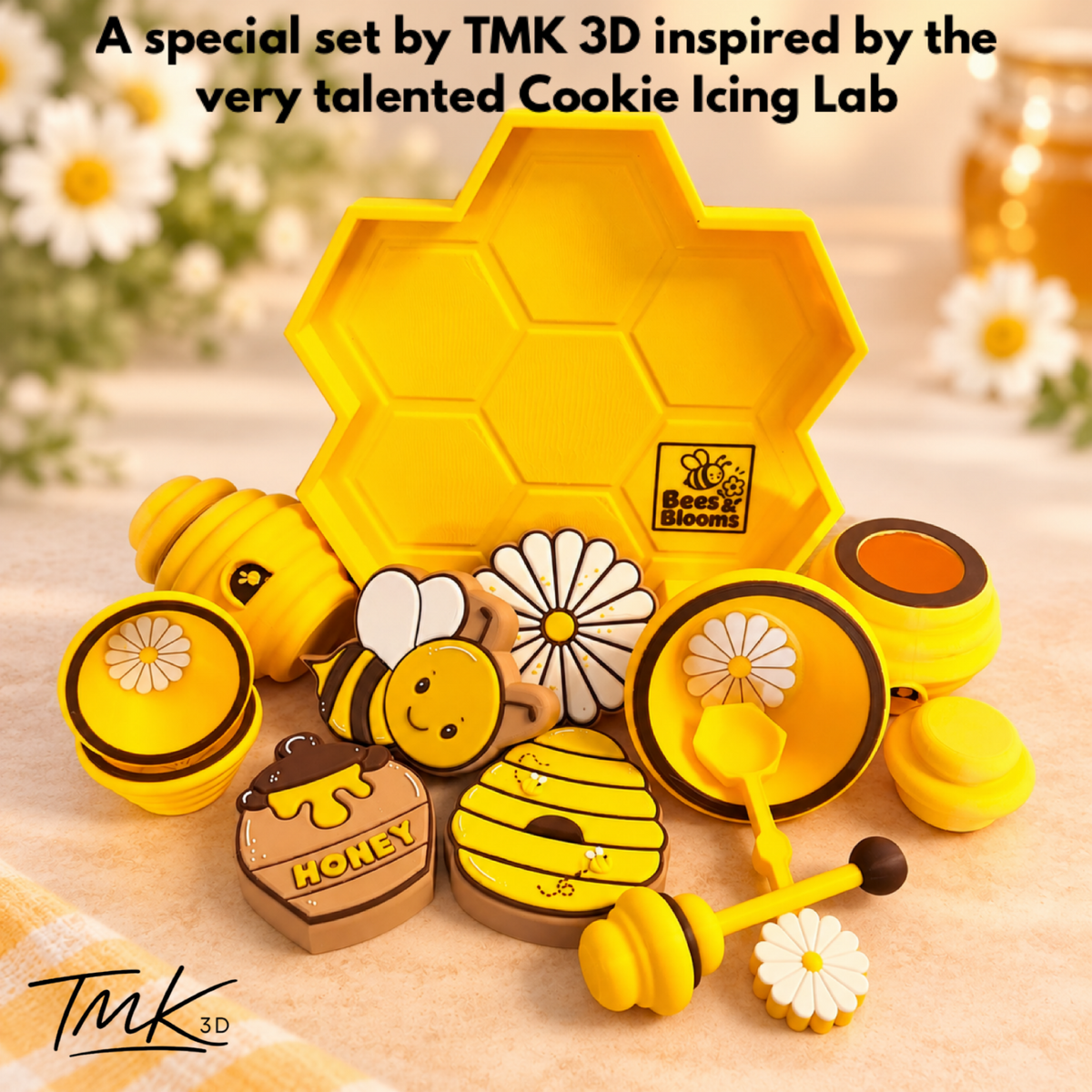 TMK 3D & Cookies Icing Lab present Bees & Blooms Play Set Montessori STL 3MF Files includes commercial licence to sell your prints (Copy)