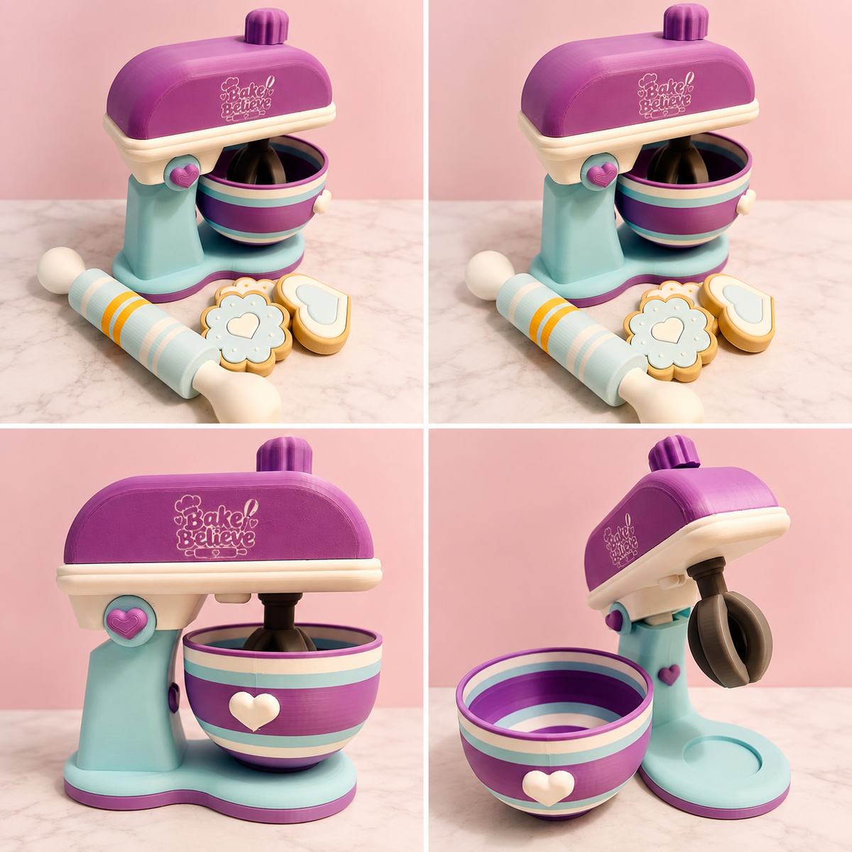 Bake Believe Part 1 ‘The Mixer’ Play Set Montessori STL 3MF Files includes commercial licence to sell your prints