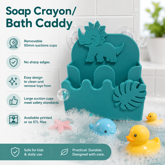 Soap Crayon/Bath Shower Caddy x5 Mermaid OR Dinosaur Design