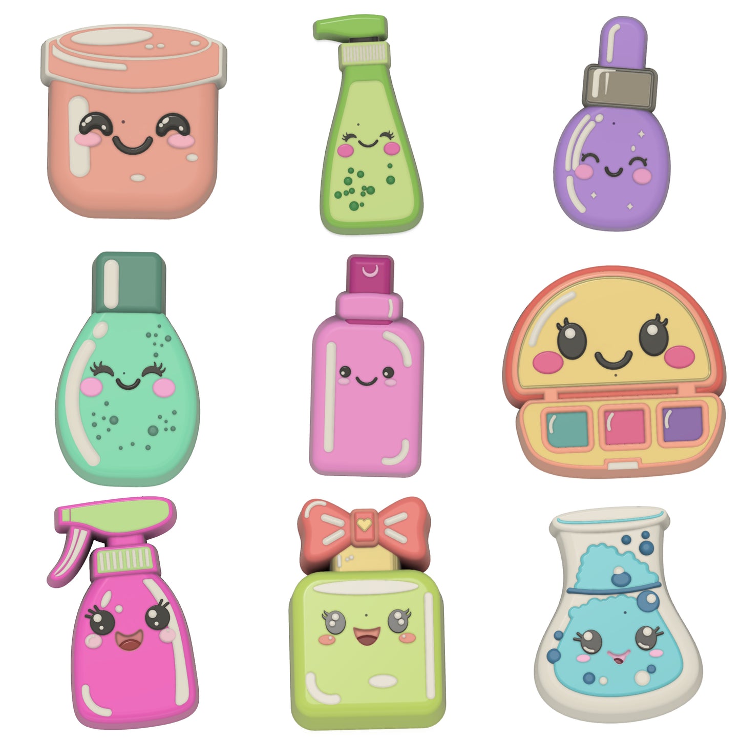 Cosmetics Packaging Kawaii Collection Hybrid Moulds 9 in total STL