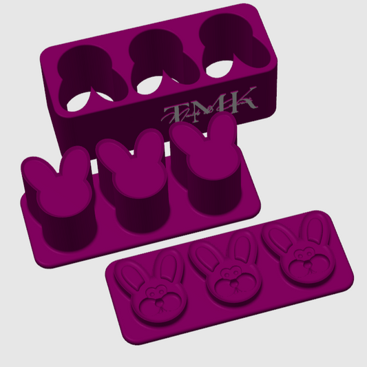 Trio Bunny Head Peep 3D printed Mould Multi Press