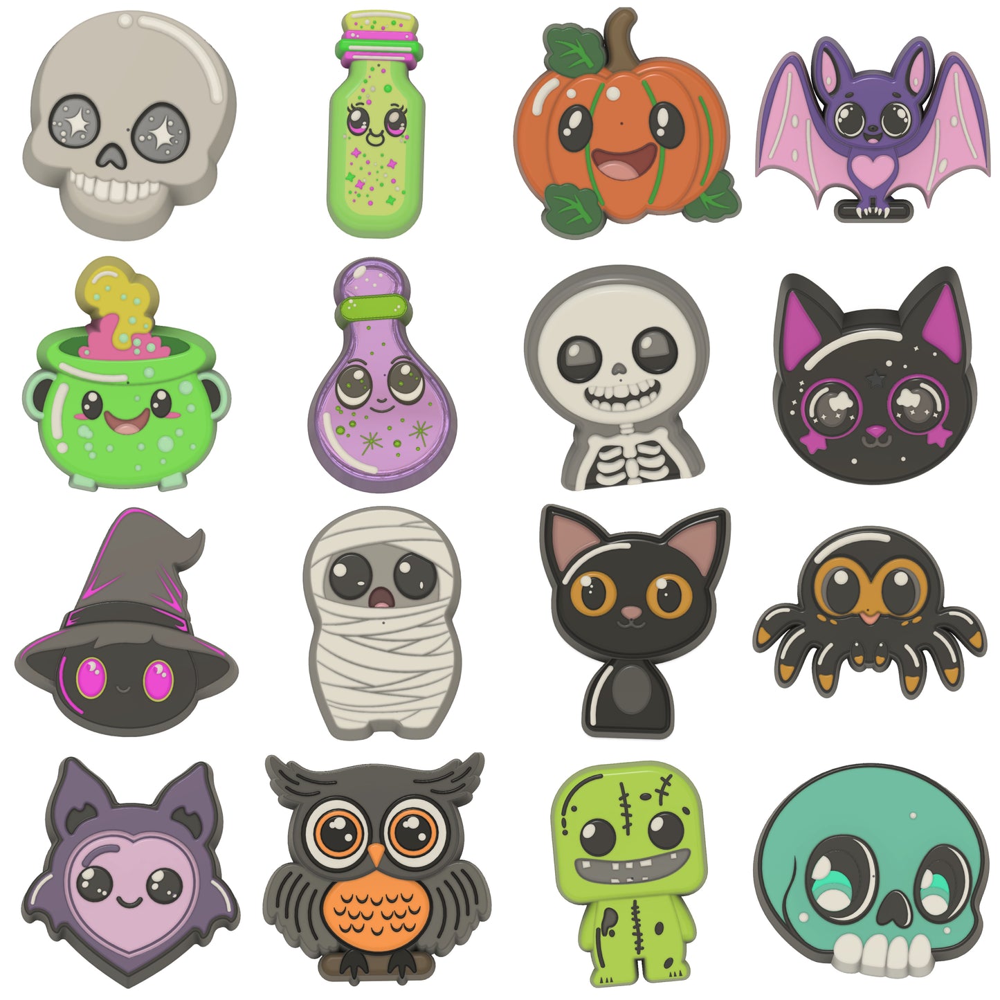 Halloween Kawaii Collection Hybrid Moulds 9 in total STL