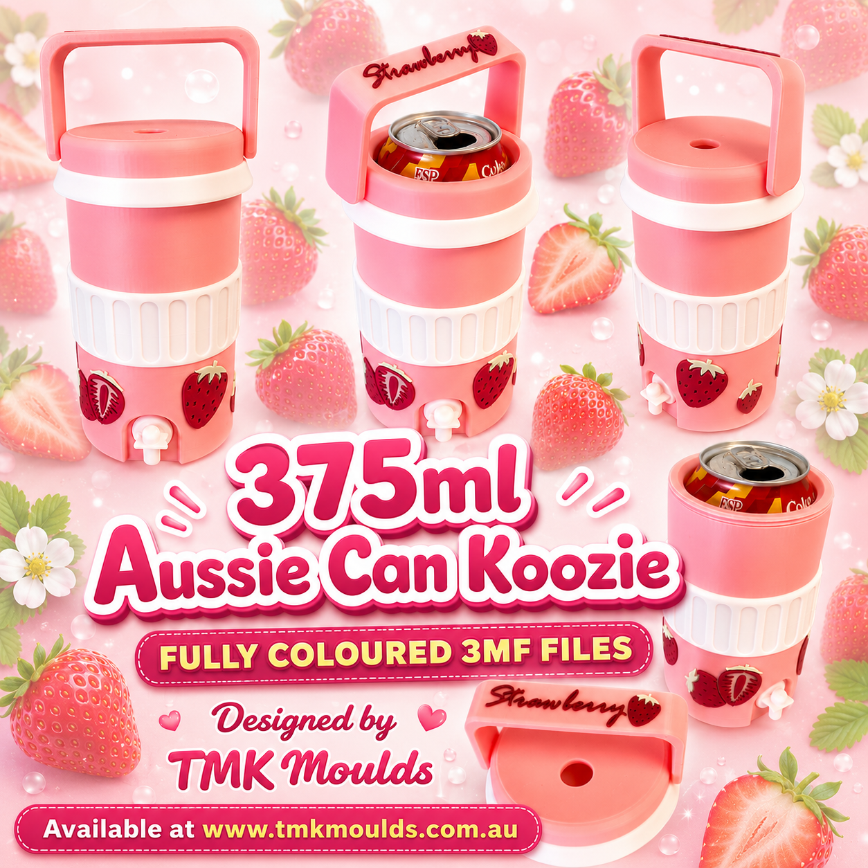 375ml Aussie Can Koozie Strawberry STL 3MF