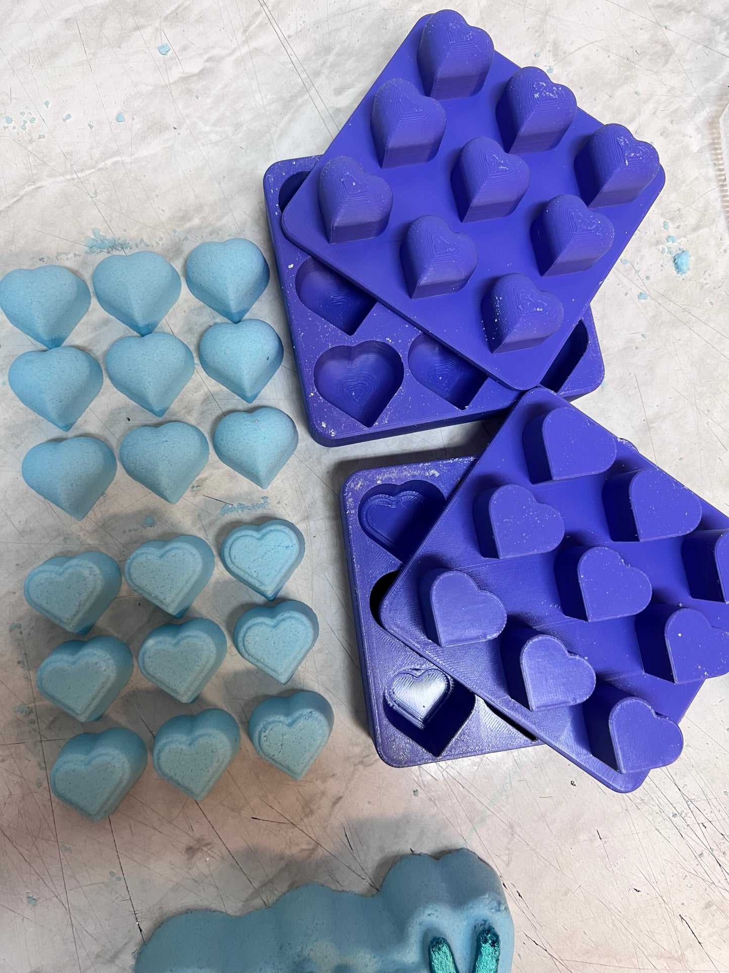 Gumdrop Heart Confetti Moulds & Full Tray Plunger STL
