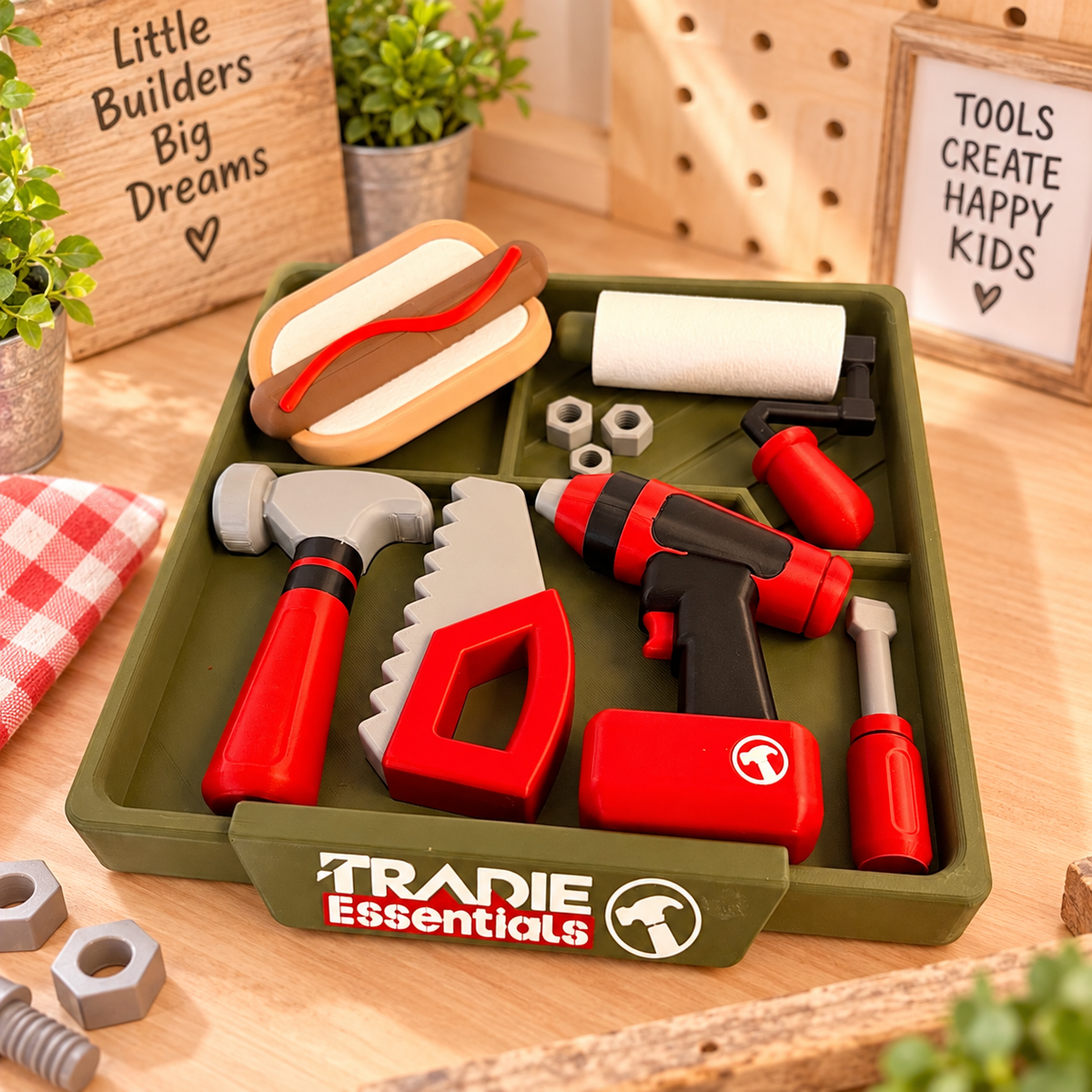 TMK 3D Tradie Essentials Play Set Montessori STL 3MF Files includes commercial licence to sell your prints