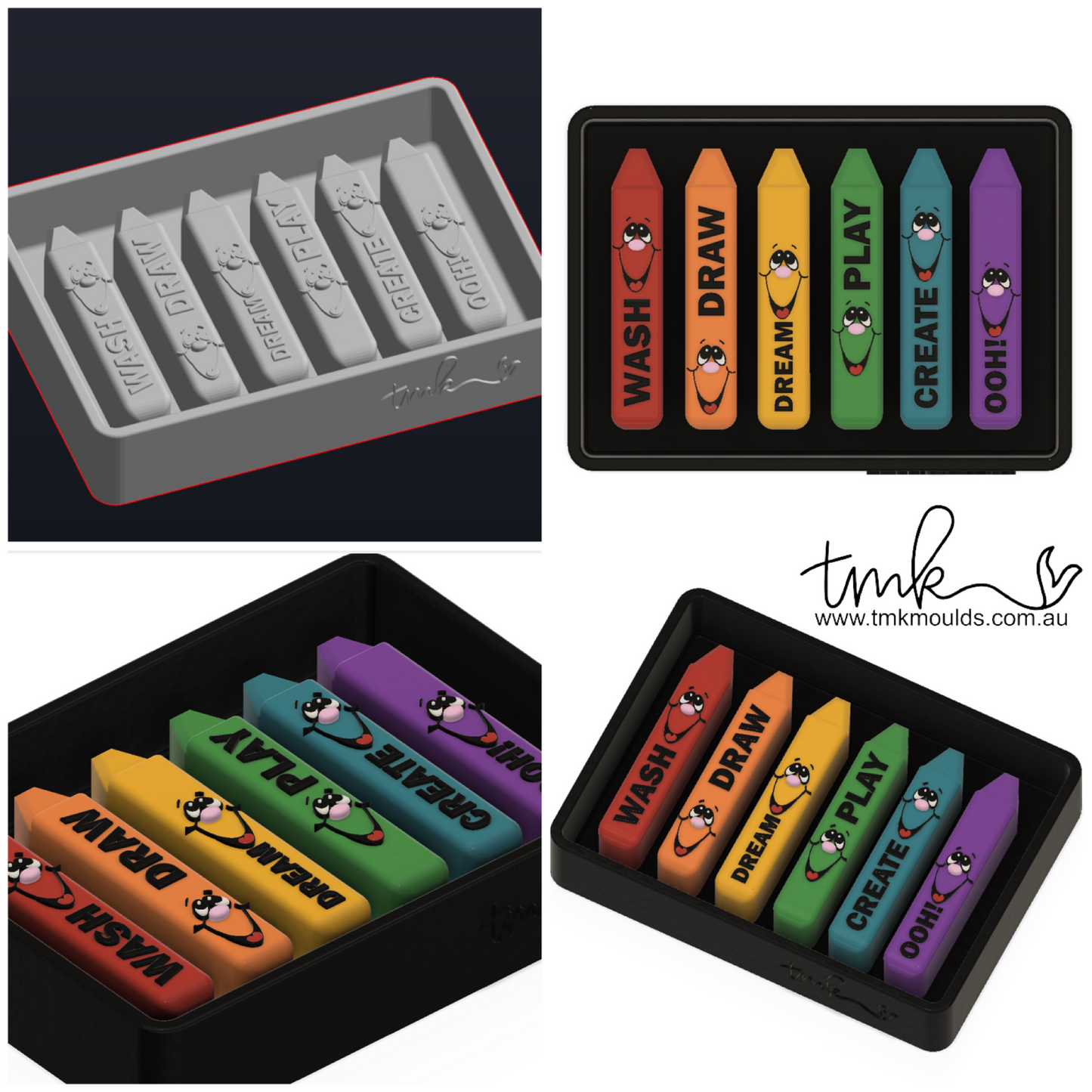 Happy Faces Soap Crayon Silicone Mould OR Mould Former