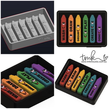 Happy Faces Soap Crayon Silicone Mould OR Mould Former